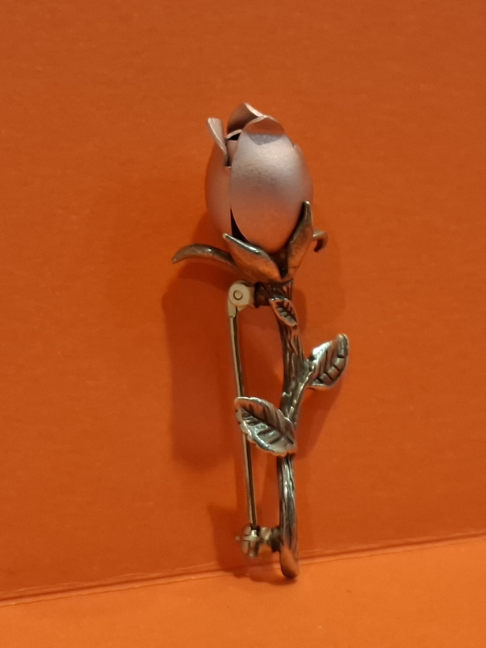 Silver Rose Bud Vintage Brooch Pin - Classic Women Jewelry